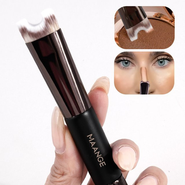 MAANGE U-förmiger Make-up-Pinsel mit doppeltem Kopf, Unisex - Bild 1