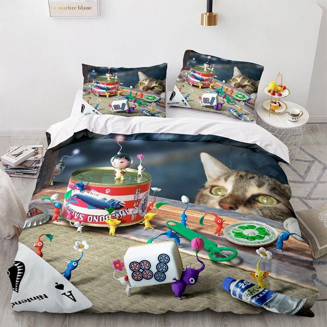 Allbestart Pikmin Bettwäscheset mit Hocotate und Olimar Motiv, 2-3-teiliges Set aus Mikrofaser, Mehrfarbig, B/T: 228 x 228 cm - Bild 1