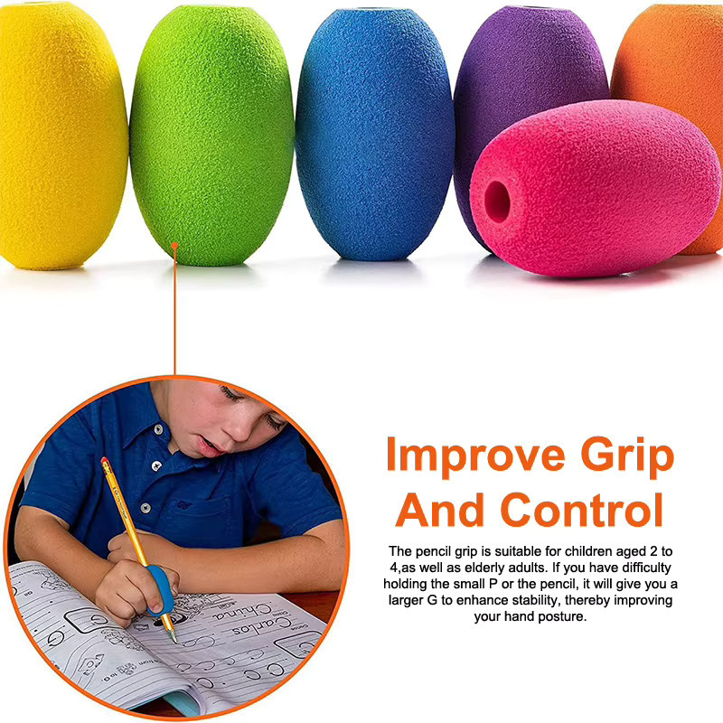 Ergonomische Stiftgriffe aus Weichschaum zur Schreibhaltungskorrektur und als Schreibhilfe im Set mit 3 oder 6 Stück - Bild 2