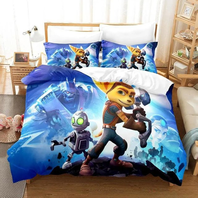 Bettwäsche Set Ratchet Clank Rift Apart von Practical Home Decor in Blau mit Bettbezug und Kissenbezug, B/H: 135 x 200 cm - Bild 1