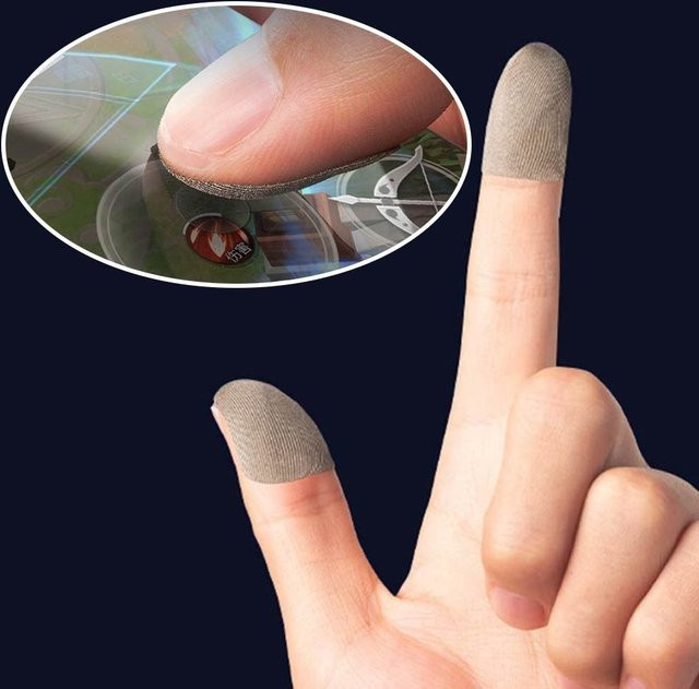 10 Stück Gaming Finger Aufkleber in Silber Grau, Anti-Rutsch und Anti-Schweiß, ultra dünne leitfähige Touchscreen-Folie für Handschuhe - Bild 1