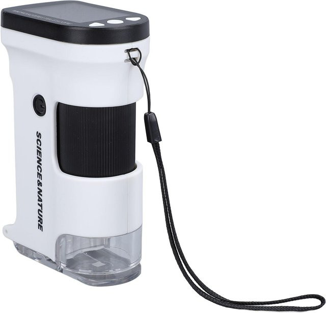 OutsideWorld Tragbares Taschenmikroskop für Kinder mit LED-Beleuchtung, 800X HD 1080P, Weiß - Bild 1