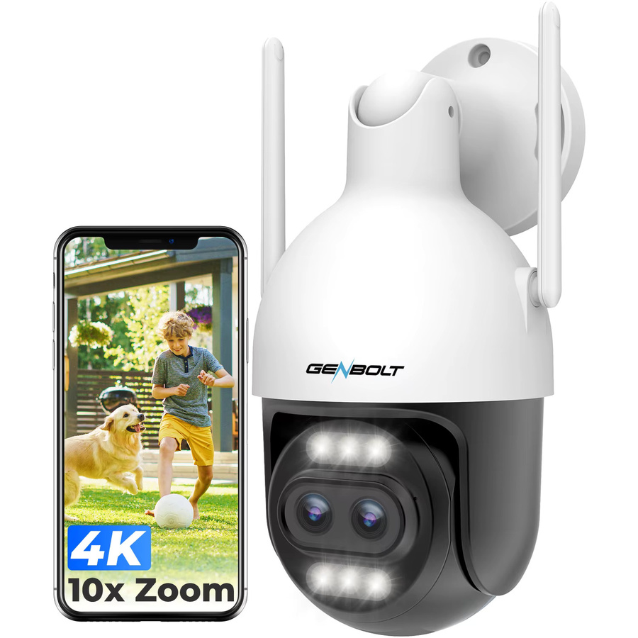 GENBOLT 4K 8MP Dual-Objektiv Außen-Sicherheitskamera mit 10-fach Zoom, PoE und WLAN 2,4/5GHz, automatische Menschen- und Fahrzeugverfolgung, Farbe: Weiß - Bild 6