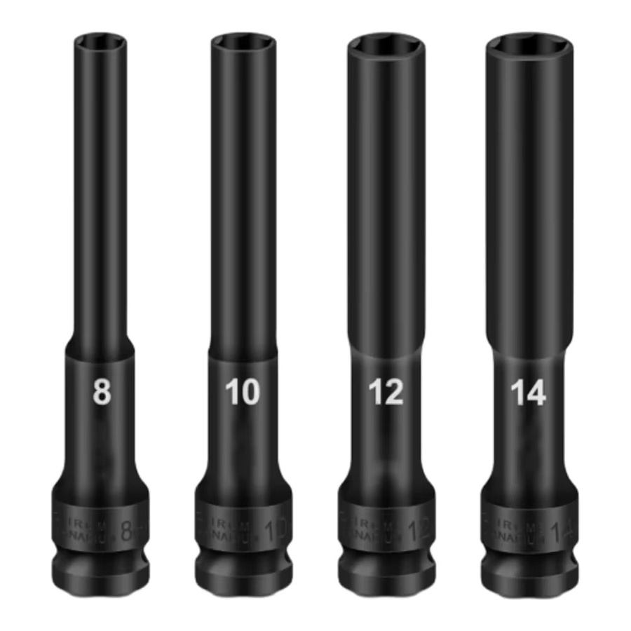 VIBRATITE Antriebssockel Set mit Innensechskant, 4 Stück, 8–14 mm Kopfdurchmesser, Schwarz, 1/2 Zoll Adapter für Schraubenschlüssel - Bild 4