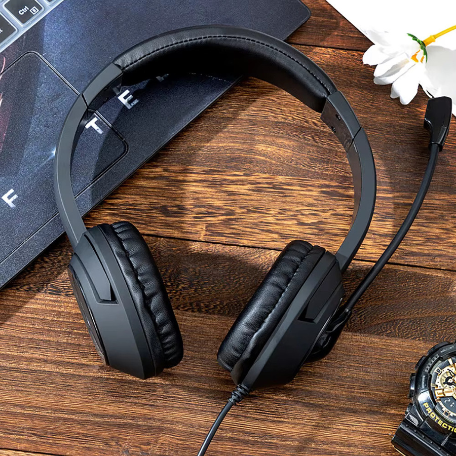 WYMECT USB-Headset mit Mikrofon-Stummschaltung und Geräuschunterdrückung, 3,5-mm-Business-Kopfhörer in Schwarz - Bild 5