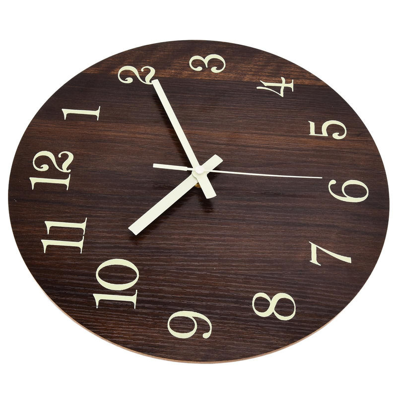 TOMTOP JMS Wanduhr aus Holz im Retro-Stil mit leuchtendem 3D-Design und geräuschlosem Quarzwerk in Braun - Bild 2