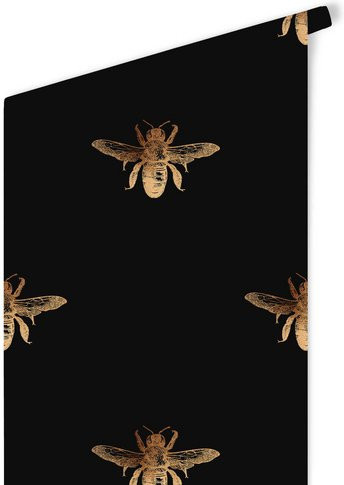K&L Wall Art Vliestapete Vintage Biene Retro in Schwarz Gold und Mehrfarbig mit mattem Finish - Bild 1