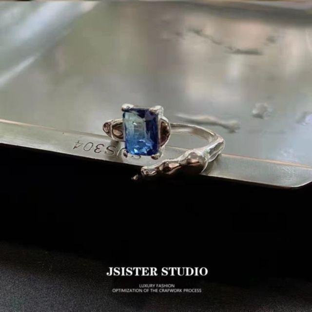 Ring Chamäleon, Messing, Blauer Zirkonia, Damen - Bild 1