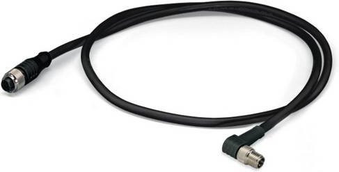 WAGO 756-5502/030-010 Sensor-Aktor-Steckverbinder M12 konfektioniert, gewinkelt und gerade, Buchse, Schwarz, Kabellänge: 1,00 m - Bild 1