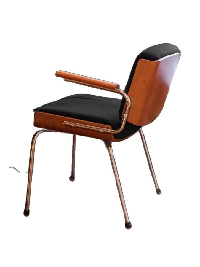 UVR Luxus Esszimmerstuhl aus Massivholz mit Stoffbezug in Schwarz im Mid-Century Design - Bild 3