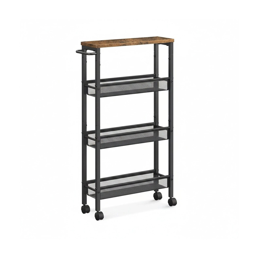 Relaxdays Nischenwagen aus Metall mit 4 Ebenen und Rollen in Schwarz, B/T/H: 77 x 13 x 45 cm - Bild 2