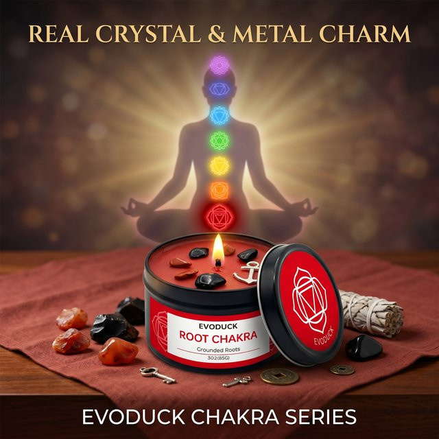 EVODUCK Patchouli-Wurzel Chakra Duftkerze für Meditation und Yoga in Rot - Bild 1