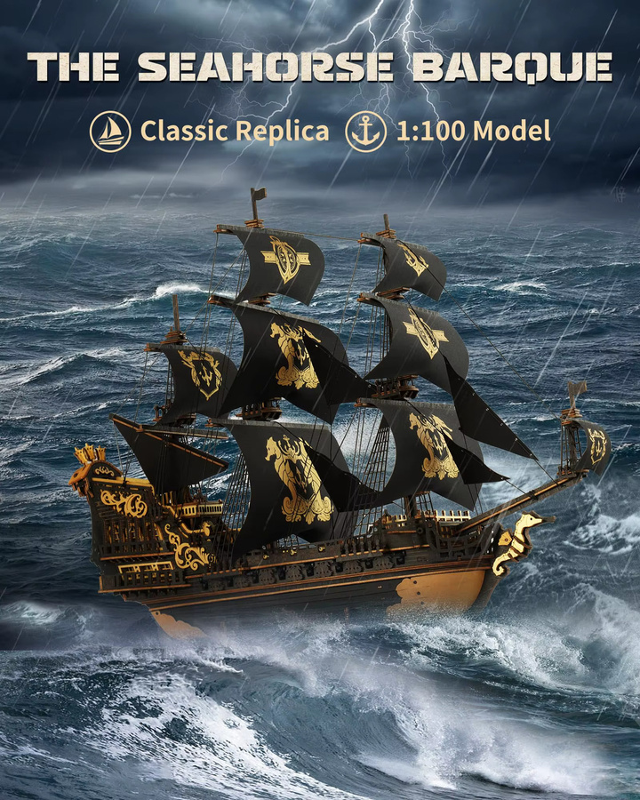 Robotime ROKR The Seahorse Barque, 3D-Holzpuzzle, ab 14 Jahren - Bild 2