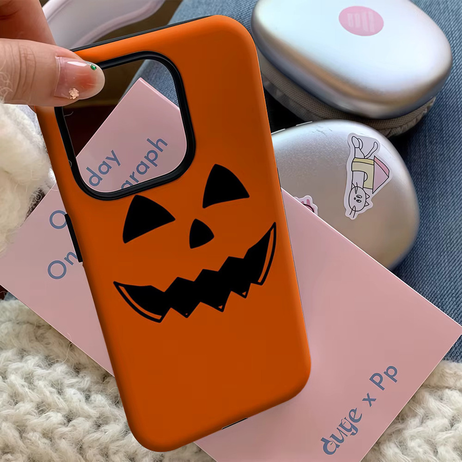 Halloween Pumpkin Grin Handyhülle für iPhone 17 16 15 14 13 12 11 Pro Max Plus mit doppelschichtiger Rückseite in Orange - Bild 5