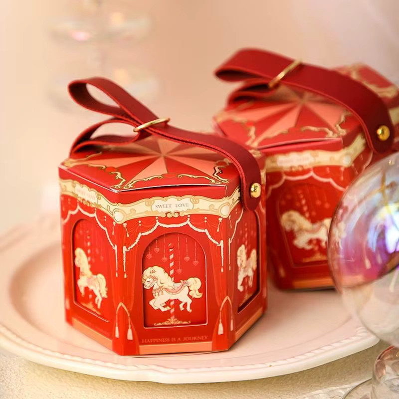 TINTHINGS Karussell Süßigkeiten Geschenkboxen in Rot, 20 Stück für Hochzeit, Geburtstag, Babyparty oder Weihnachten - Bild 1