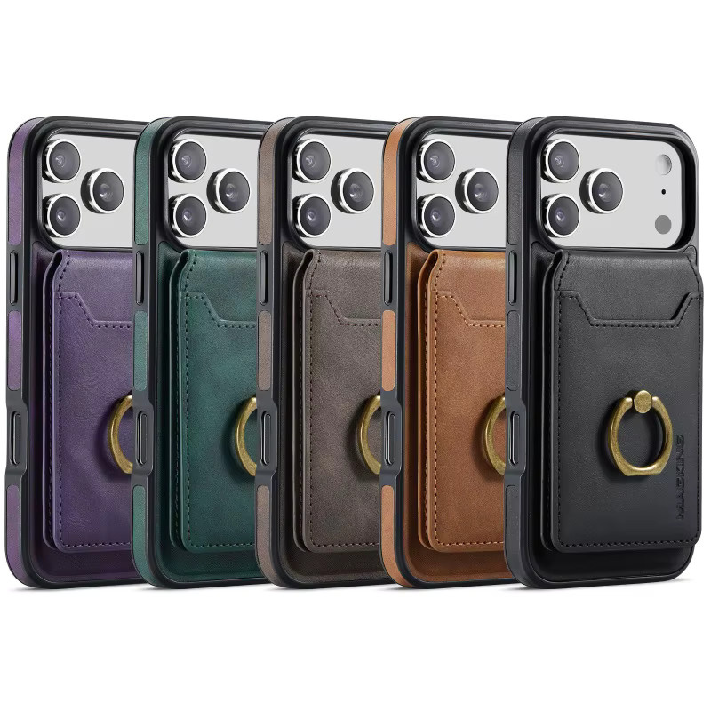 Aierkeba 2-in-1 Leder-Handyhülle für iPhone mit MagSafe-Kompatibilität, Kartenfach und Ring in Lila - Bild 5