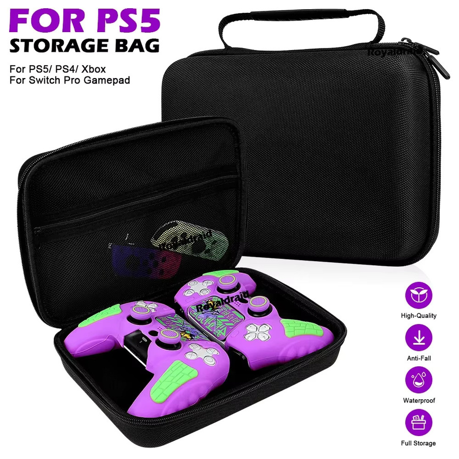 Ispoofer Aufbewahrungstasche für PS5, PS4, Xbox Series und Nintendo Switch Pro Controller, stoßfeste Reisetasche für Gamepads, Schwarz - Bild 3
