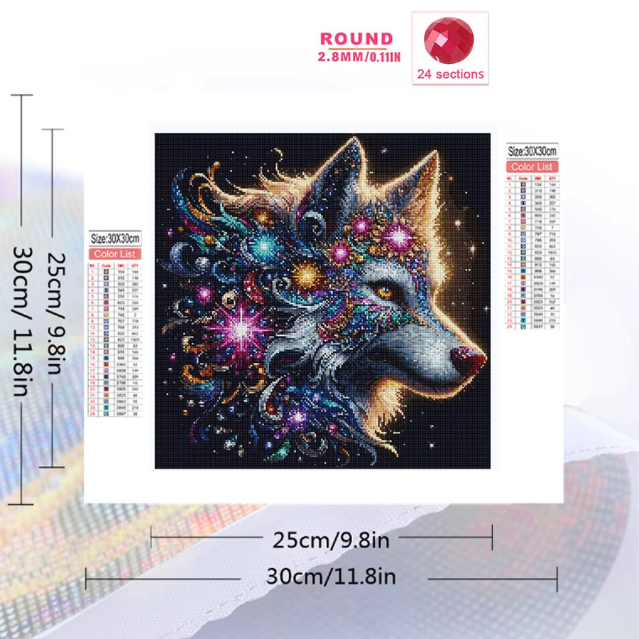 EverShine DIY Diamant-Mosaik Set Wolf als 5D Strass Bild in Multicolour, B/H: 20 x 20 cm - Bild 2