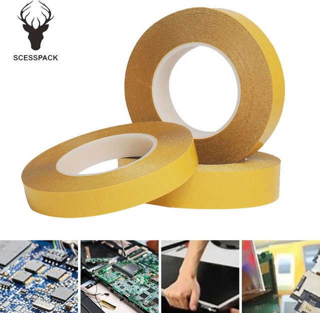 Hitzebeständiges doppelseitiges PET-Klebeband von SCESSPACK, transparent, 50 Meter - Bild 1