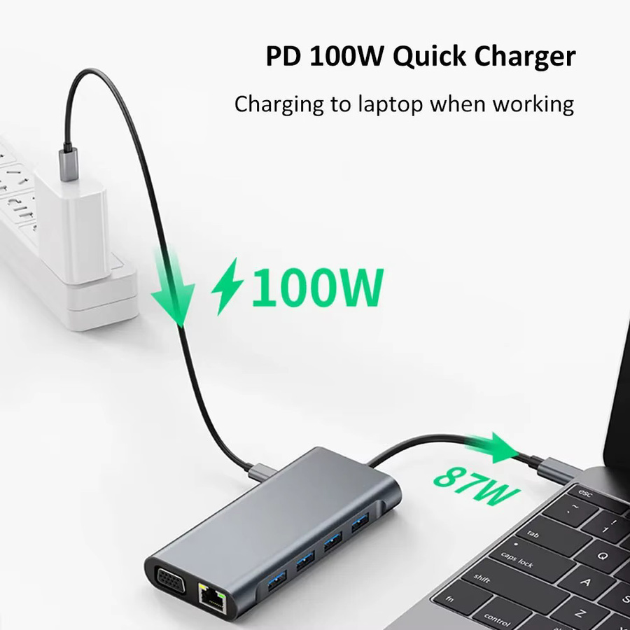 MZX 11-in-1 USB-C Dockingstation mit 4K HDMI, Ethernet/LAN und USB-C Anschlüssen für PC und Laptop - Bild 4
