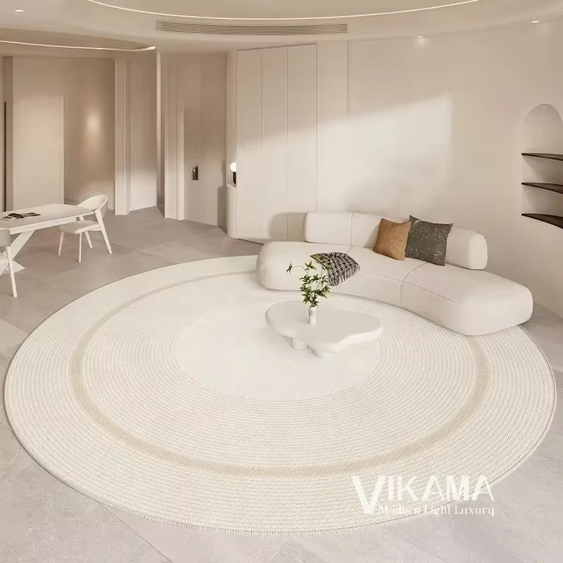 VIKAMA Teppich in Creme und Beige mit Liniendesign für Wohnzimmer und Schlafzimmer - Bild 1