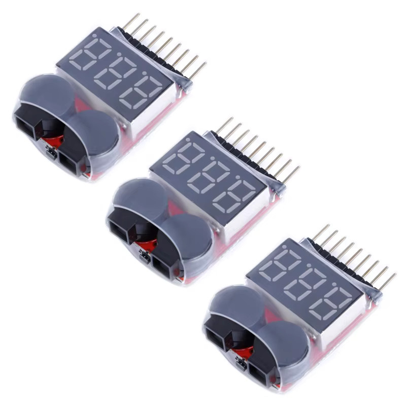 3 Stück RC Car Cell Checker BB Ring Lipo Batterie Niederspannungsalarm mit Spannungsanzeige und Summer für 1-8S, 2,7-3,8V - Bild 2