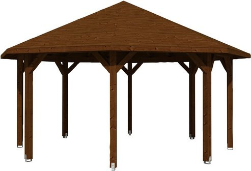 SKANHOLZ Pavillon Nice 3 aus Fichtenholz in Braun mit Zeltdach und Pfostenankern, B/H/T: 557 x 347 x 557 cm - Bild 1