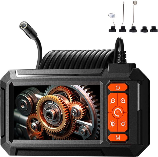 Koogeelife Industrielles Endoskop mit 1080P Digitales Boroskop Inspektionskamera, 8mm IP67 Wasserdichte Abwasserkamera mit 4.3 IPS Display in Schwarz - Bild 1