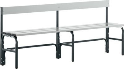 Sypro Umkleidebank mit Rückenteil aus Metall in Anthrazit, Breite: 150 cm - Bild 1