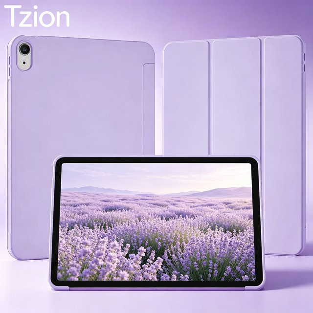 Tzion Smart Cover Magnetische Standhülle aus PU-Leder für Apple iPad 11. Generation 2025 und 10. Generation 10,9'' 2022 mit Auto-Wake- und Schlaffunktion in Schwarz oder Lila - Bild 1
