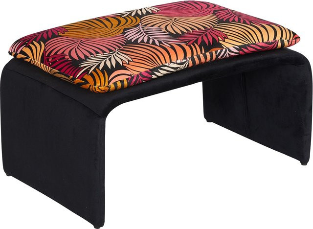 HTI-Living Polsterhocker Vance Leaf Rot mit floralem Muster in Rot und Multicolour, B/H/T: 61 x 34,5 x 40 cm - Bild 1