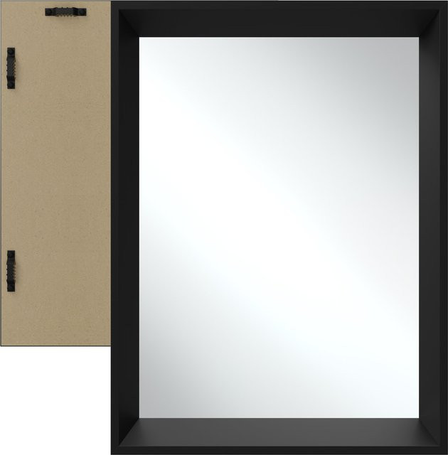 tectake Elina Rechteckiger Wandspiegel Schwarz B: 40 cm, T: 3,8 cm, H: 60 cm - Bild 1