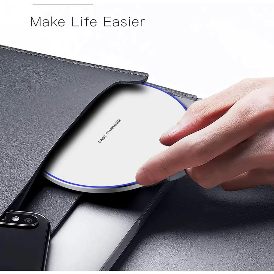 VIKEFON Kabellose Schnellladestation mit LED-Licht und USB-C auf USB-C Kabel in Weiß - Bild 3