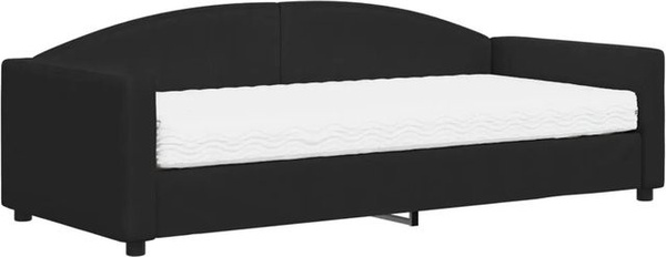 vidaXL Tagesbett mit Matratze Schwarz aus Stoff und Schaumstoff B/T/H: 90 x 200 cm