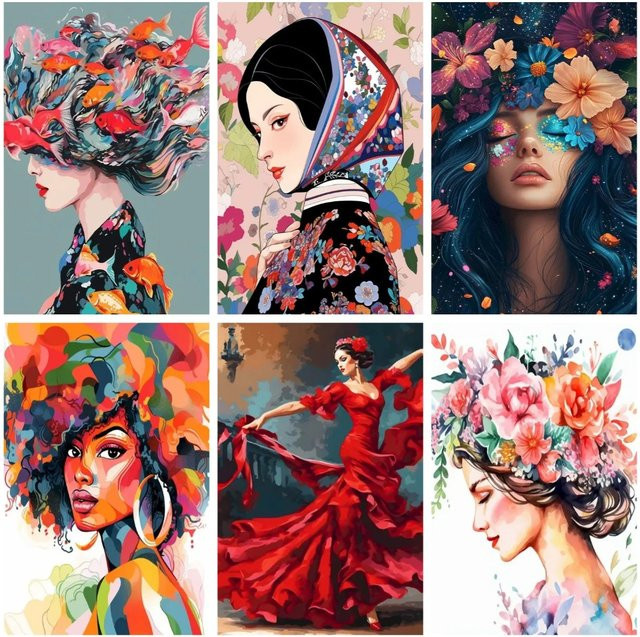KAYOU Malen nach Zahlen, Blumenmädchen, Leinwand, Set / Bundle - Bild 1
