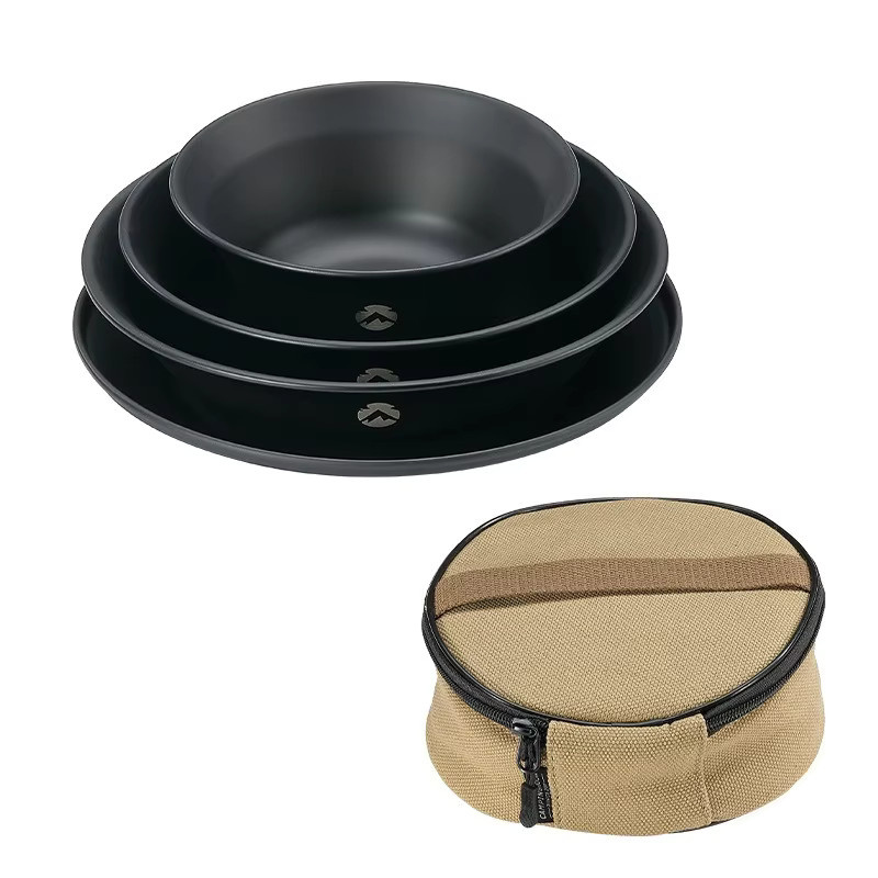 CAMPINGMOON BKS395-1S Camping-Schüssel-Set aus bruchsicherem Edelstahl in Schwarz, 4-teilig - Bild 4