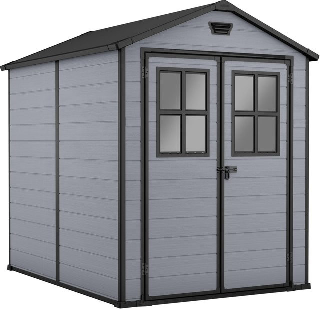 Keter Gerätehaus Lineus aus Kunststoff in Grau mit Doppeltür und Lüftungsschlitzen, 3,9 m², H: 186 cm x B: 237 cm - Bild 1