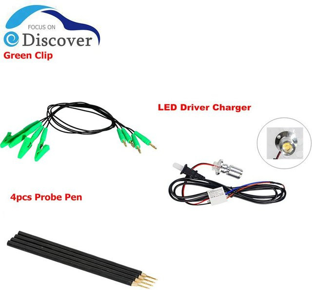 4er-Set Sondenstifte und Drahtclips in Grün als Ersatznadeln für fgtech LED-BDM-Rahmen Power Sonde - Bild 1