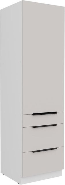 Küchen Hochschrank COMO in Kaschmir und Weiß mit 3 Schubkästen und einer Tür, Breite: 60 cm - Bild 1