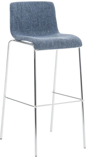 TPFLiving Barhocker Hope mit 4-Fuß-Gestell aus Metall in Chromoptik und Stoffbezug in Blau, Höhe: 110 cm, Breite: 43 cm, Tiefe: 48 cm - Bild 1