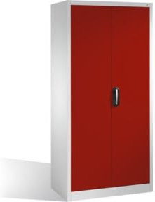 C+P Werkzeugschrank mit Drehtüren, 4 Böden und Garderobenstange, Front Rubinrot, Korpus Lichtgrau, H: 195,0 cm, B: 93,0 cm, T: 50,0 cm - Bild 1