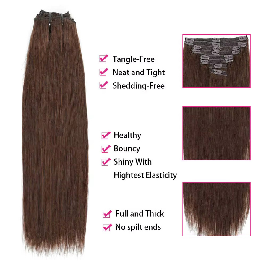 mayfive Clip-in-Extensions, schokoladenbraun, echtes menschliches Haar, 8 Stück, 120 g - Bild 2