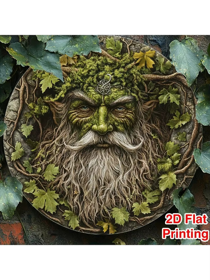 Runder Metall-Wandkranz von Potdemiel mit grünem Bartelfen-Motiv, Durchmesser: 20,3 cm - Bild 5