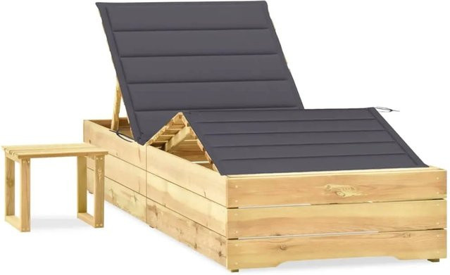 vidaXL Garten-Sonnenliege aus imprägnierter Kiefer mit Tisch und wetterfester Auflage in Anthrazit - Bild 1