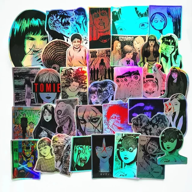 50 Stück GOGOTU Anime Tomie Horror Laser Metall Aufkleber Multicolour für Laptop, Koffer und Scrapbooking - Bild 1