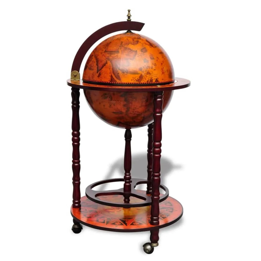 vidaXL Globus-Bar aus Eukalyptusholz in Braun mit Flaschenregal und Rollen, B/T/H: 102 x 47 x 47 cm - Bild 2