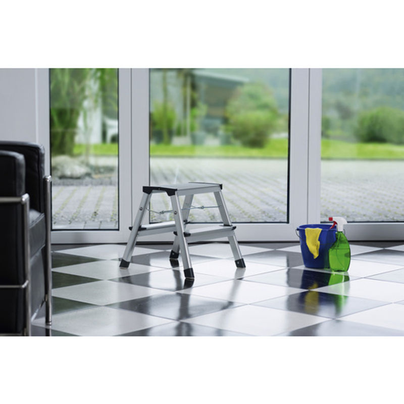 Hailo Klapptritt D60 StandardLine aus Aluminium in Silber und Schwarz mit 2 Stufen und Anti-Rutsch-Füßen, Breite: 40,5 cm - Bild 3