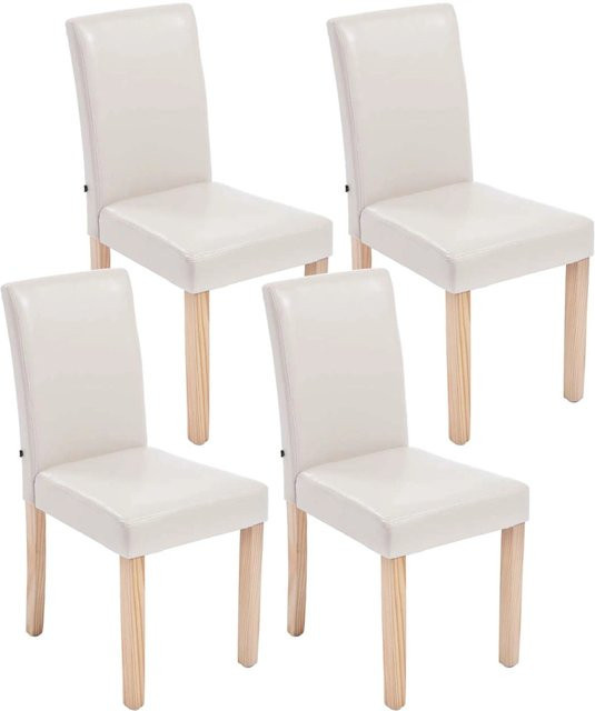 4er Set Esszimmerstühle DALAN von DELUKE aus Kunstleder in Creme und Hellbraun, B/T/H: 41 x 47 x 91 cm - Bild 1