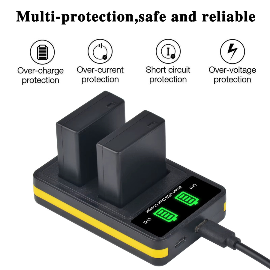 Panasonic LED-USB-Doppelladegerät mit Typ C in Schwarz für DMW-BLG10 DMW-BLE9 LUMIX GF5 GF6 GX7 LX100 GX80 GX85 ZS100 - Bild 2