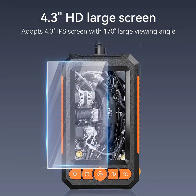 KERUI 1080P Endoskop mit 4,3 IPS-Bildschirm und Doppelobjektiv, wasserdichte Inspektionskamera mit LED für Rohrkanalisation und Autoreparatur, Schwarz - Bild 3